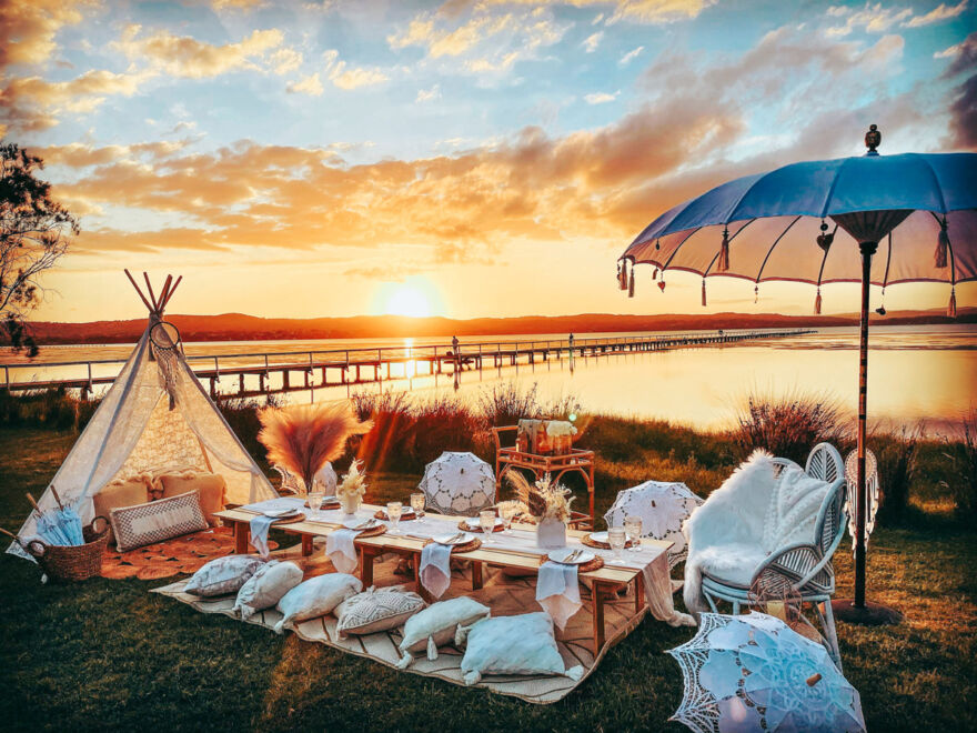 sunset picnic on the central coast picnic hire